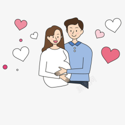 放在大人怀孕夫妻手绘矢量图高清图片