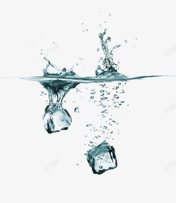 掉进水的冰png免抠素材_新图网 https://ixintu.com 冰 冰块 加冰苏打气泡水 水 水下气泡