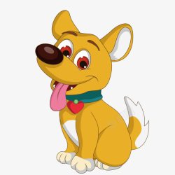 卡通狗狗脸图黄色吐着舌头的小狗高清图片