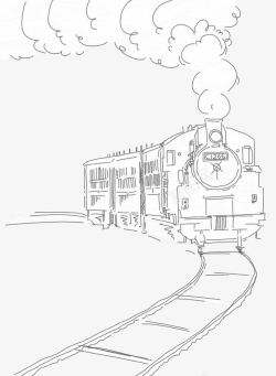 速写插图铅笔手绘速写老火车高清图片