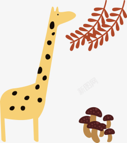 动物插画卡通动物长颈鹿插画矢量图高清图片