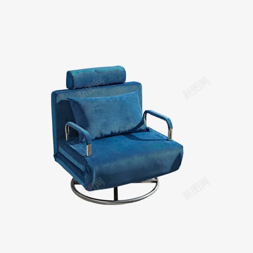 蓝色单人沙发png免抠素材_新图网 https://ixintu.com 不锈钢 产品实物 单人沙发 圆形底座 悬空 蓝色