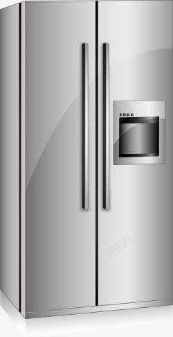 银色冰箱银色智能对开门冰箱模型高清图片