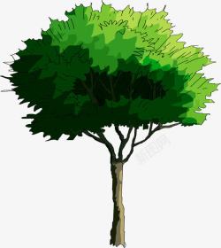 创意手绘扁平漫画的大树乔木素材