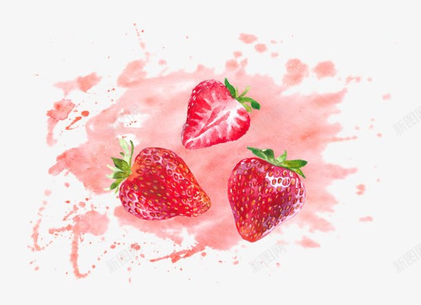 多汁草莓png免抠素材_新图网 https://ixintu.com 三颗 果汁饱满 色泽鲜艳