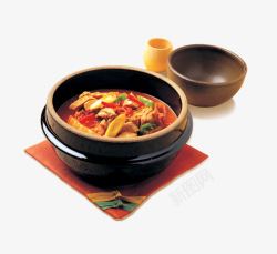 砂锅炖鸡块砂锅里煲汤高清图片