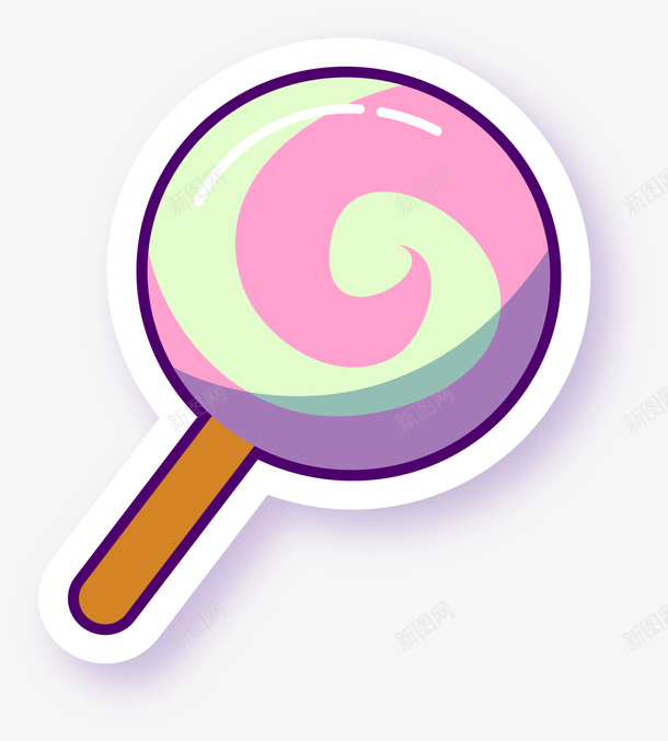 紫色卡通棒棒糖贴纸png免抠素材_新图网 https://ixintu.com 儿童玩具 棒棒糖贴纸 甜品 甜食 童趣 美味糖果