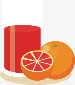 一杯橙色汁圆柱形玻璃杯里一杯扁平化的红色矢量图高清图片