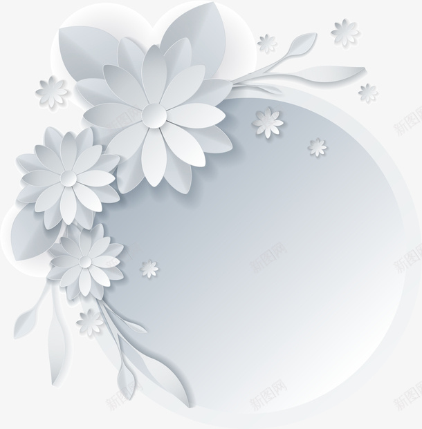 白色花朵装饰图案png免抠素材_新图网 https://ixintu.com 免抠PNG 植物 白花 立体花朵 纸片花 纸花 装饰