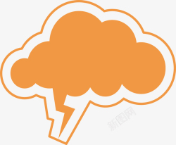 标题气泡云朵橘色标题框高清图片