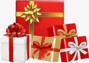 多个新年礼盒png免抠素材_新图网 https://ixintu.com 彩带 新年礼物 白色 盒子 礼物 礼盒 红色 黄色