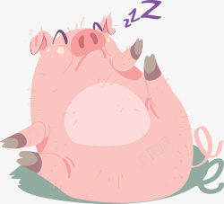 肥胖的猪粉红肥胖睡觉的猪矢量图高清图片