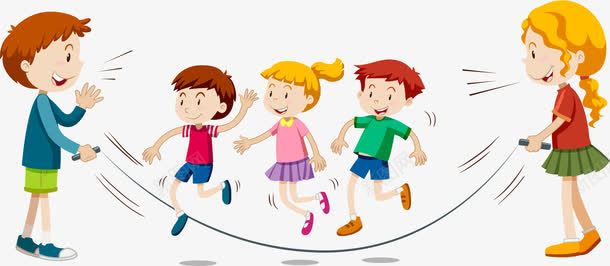 卡通人物png免抠素材_新图网 https://ixintu.com 卡通一家人 开心的人物 跳绳 跳绳孩童 运动卡通人物