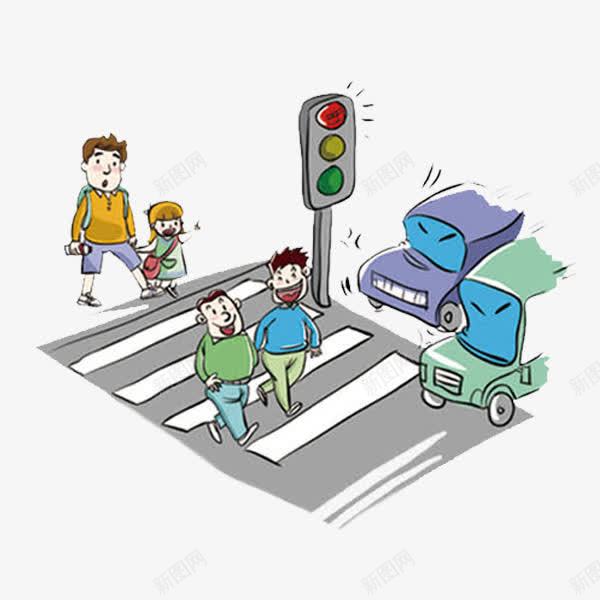 过马路的人们png免抠素材_新图网 https://ixintu.com 卡通 卡通斑马线 守纪的 手绘 汽车 简笔 红绿灯 马路