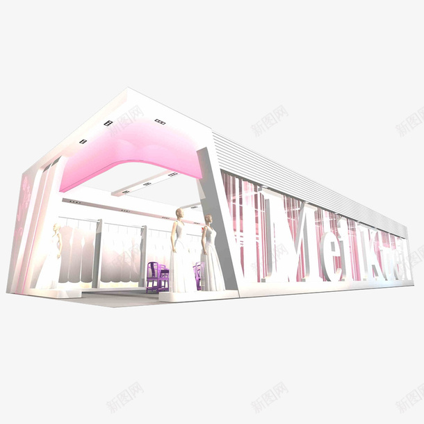 婚纱3D展厅psd免抠素材_新图网 https://ixintu.com 3D展厅 3D效果图 婚纱展厅 浪漫 温馨 粉白色调