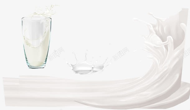 白色牛奶杯牛奶飘带png免抠素材_新图网 https://ixintu.com 牛奶 白色 织带 飘带