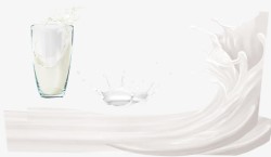 牛奶杯白色牛奶杯牛奶飘带高清图片
