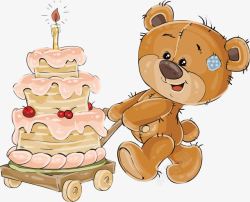 jeep车蛋糕推着蛋糕的小熊高清图片