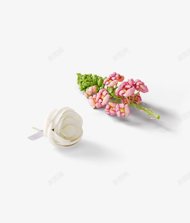 两朵花组合元素png免抠素材_新图网 https://ixintu.com 白玫瑰 花元素 花朵 风信子