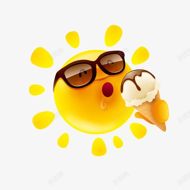 创意太阳插画png免抠素材_新图网 https://ixintu.com 冰淇淋 创意太阳插画 墨镜 夏季 太阳 水上乐园