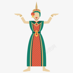 泰国勤劳女人泰国跳舞女人手绘矢量图高清图片
