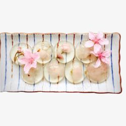 条纹磁盘樱花与樱花水信玄饼高清图片