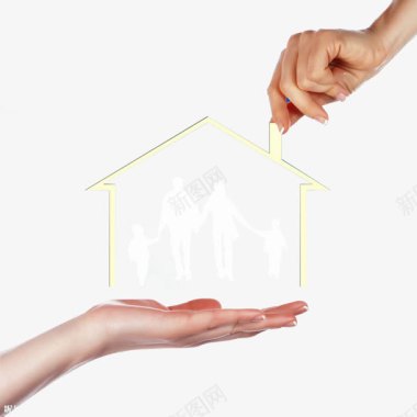 手中手中房子中的一家人图标图标