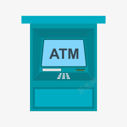 ATM自助取款机卡通蓝色自动取款机高清图片