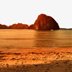 金色岛屿夕阳下美丽的沙滩与小岛高清图片