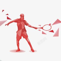 暗红色运动打网球插画高清图片