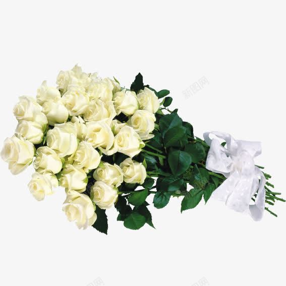 白色玫瑰png免抠素材_新图网 https://ixintu.com 心情愉悦 枝叶 白色花束 白色花簇 盛开 纯洁 装饰