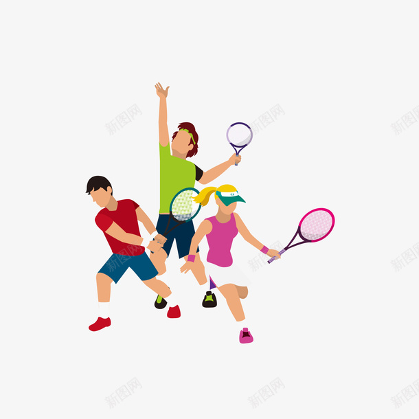 卡通打网球的运动员矢量图ai免抠素材_新图网 https://ixintu.com 网球 网球PNG 网球运动 运动员 运动员PNG 运动网球 矢量图