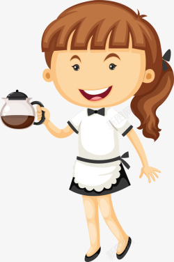 卡通女服务员咖啡店女服务员卡通图案高清图片