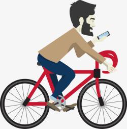 中年锻炼骑单车看手机的男子高清图片