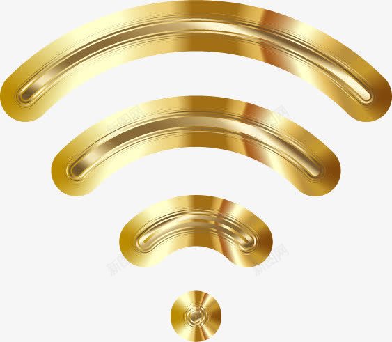 金色的无线网络png免抠素材_新图网 https://ixintu.com WiFi 互联网 无线网络 科技 金色