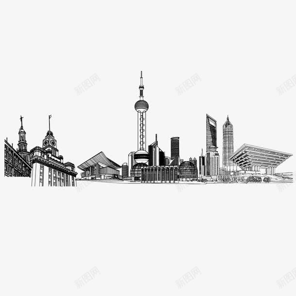 上海市线图场景png免抠素材_新图网 https://ixintu.com 上海外滩 上海市 场景 矢量场景