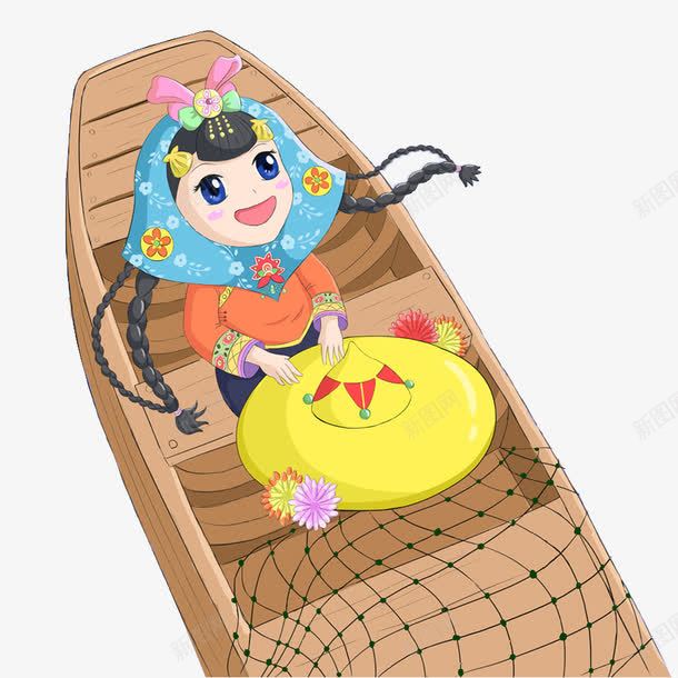 坐在渔船上的惠安女孩png免抠素材_新图网 https://ixintu.com 女孩 惠安 惠安女 渔网 渔船