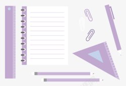 圆珠笔设计浪漫紫色学习文具扁平化高清图片