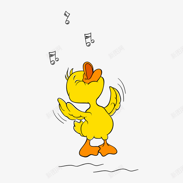 卡通手绘唱歌的小鸭子png免抠素材_新图网 https://ixintu.com 动物设计 唱歌 家禽 小鸭子 手绘 鸭子头像 黄色