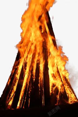 蒙古族篝火晚会燃烧的火堆高清图片