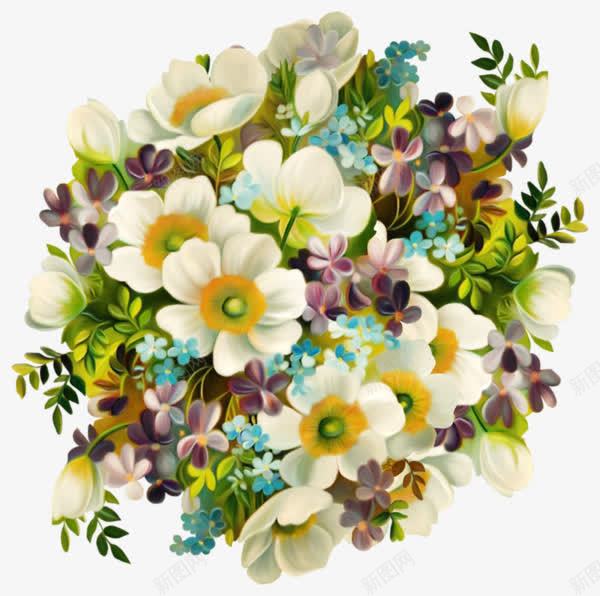 手绘花束png免抠素材_新图网 https://ixintu.com 手绘 捧花 白色 花束