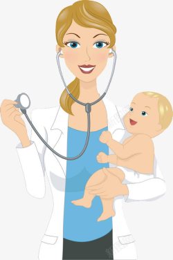 儿科医生与病人欧美风插图宝宝检查身体高清图片