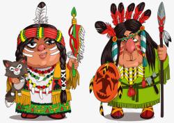 印第安民族文化插画打猎的印第安人高清图片