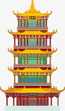 矢量古风城楼卡通古风城楼高清图片