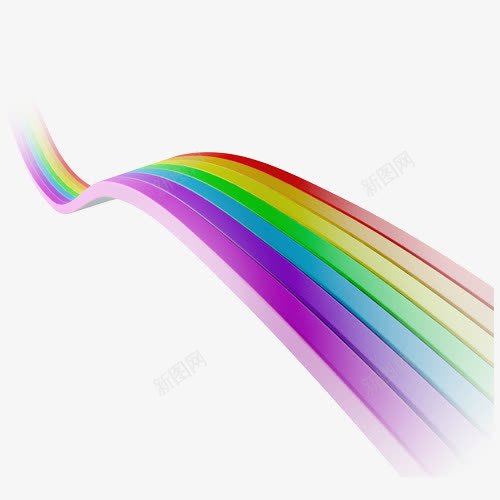 彩虹色光带元素png免抠素材_新图网 https://ixintu.com 光带 彩虹色 漂浮元素 线条