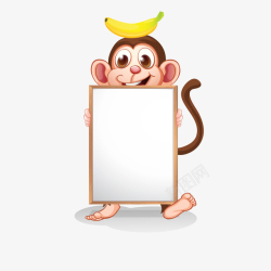 动物举牌卡通举牌的猴子动物高清图片