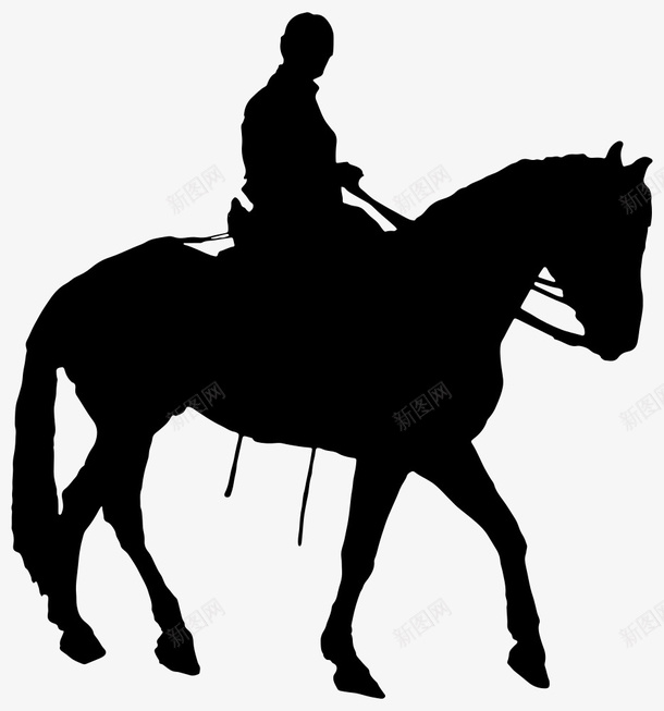 黑色手绘骑马的人图标png_新图网 https://ixintu.com 免抠图 抠图 插画 装饰图 骑马人物轮廓 骑马的人