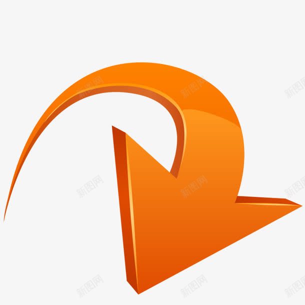 橙色弯曲箭头图标png_新图网 https://ixintu.com 公共场所用图 弯曲 指示方向 方向 橙色 简洁明了 箭头