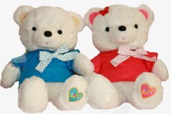 穿衣服的小熊婚庆小熊情侣蓝色红色时尚礼品高清图片