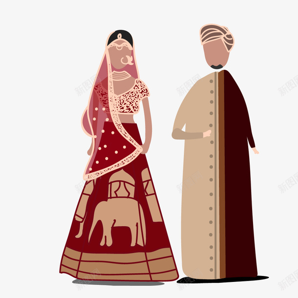 缅甸新郎新娘卡通图png免抠素材_新图网 https://ixintu.com 大象图案服饰 幸福的 新娘 新郎 缅甸服饰 面纱